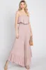 Mauve Floral Strapless Ruffle Hem Maternity Jumpsuit sold by Pinkblush