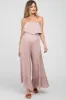 Mauve Floral Strapless Ruffle Hem Maternity Jumpsuit sold by Pinkblush