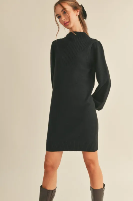 Black Chunky Knit Sweater Dress sold by Pinkblush