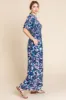 Navy Blue Smocked Square Neck Ruffle Waist Jumpsuit sold by Pinkblush