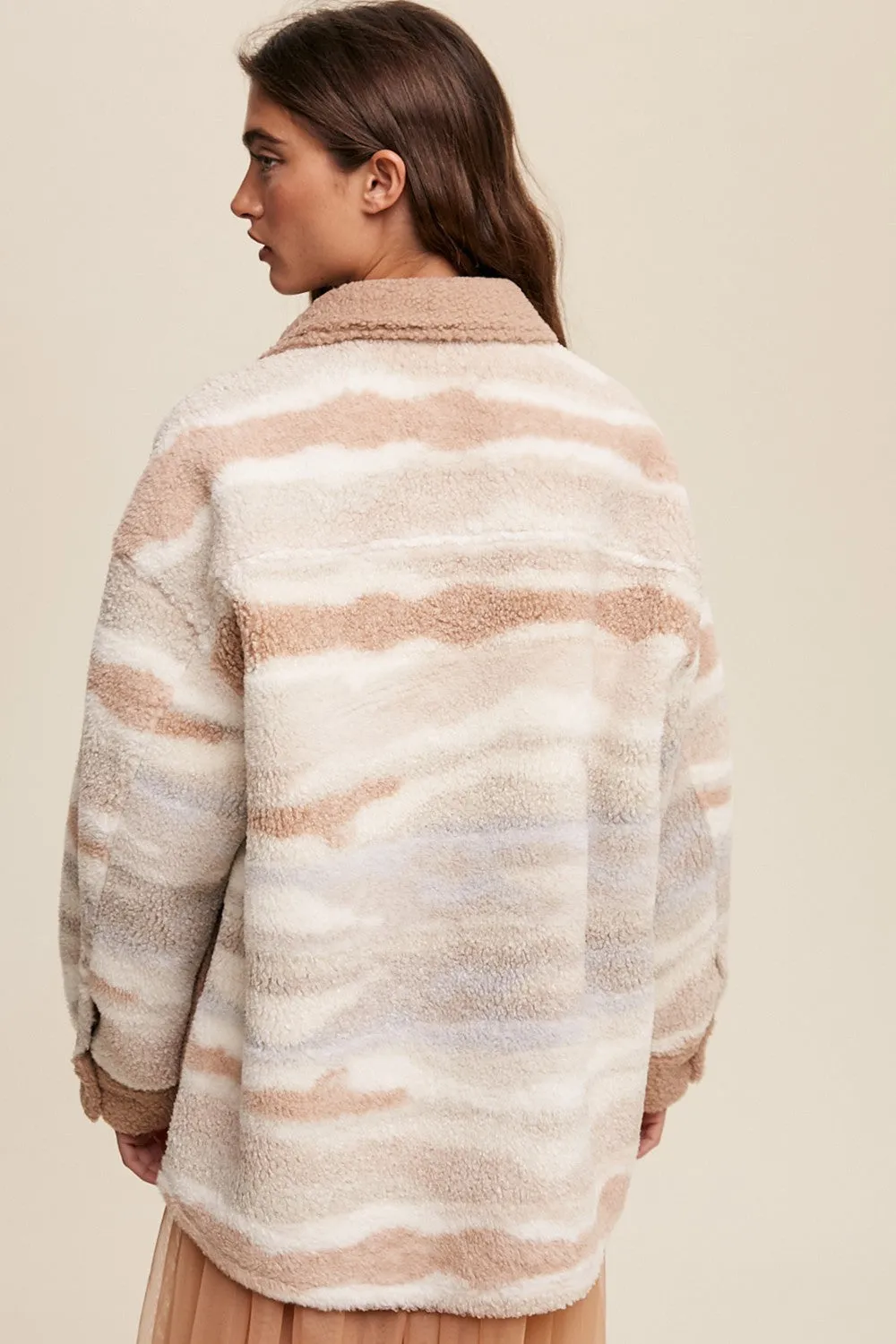 Beige Striped Fuzzy Knit Teddy Jacket sold by Pinkblush product image thumbnail 3