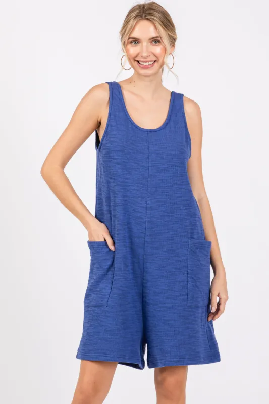 Blue Oversized Knit Romper sold by Pinkblush