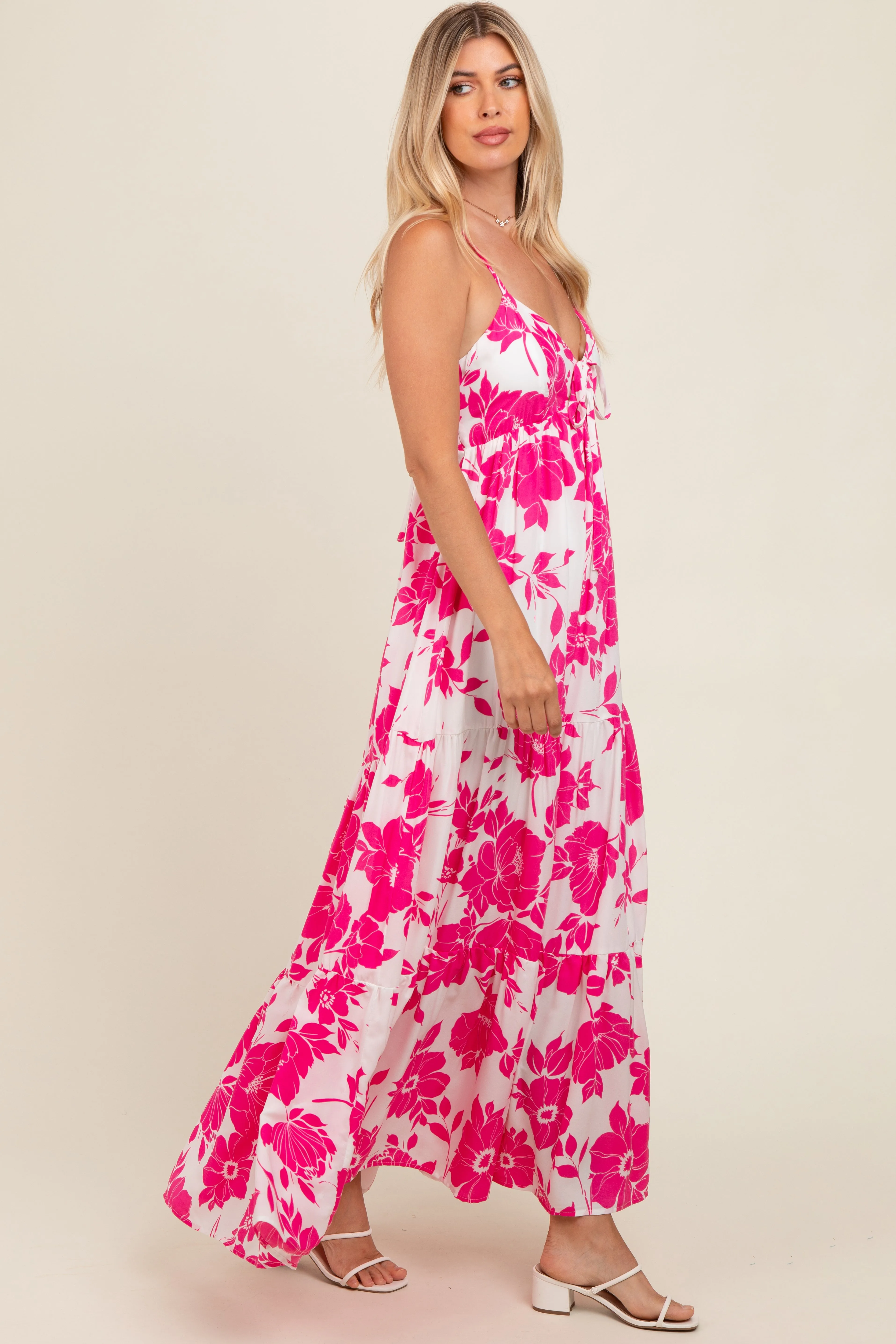 Fuchsia Tropical Floral Open Back Maxi Dress sold by Pinkblush product image thumbnail 3