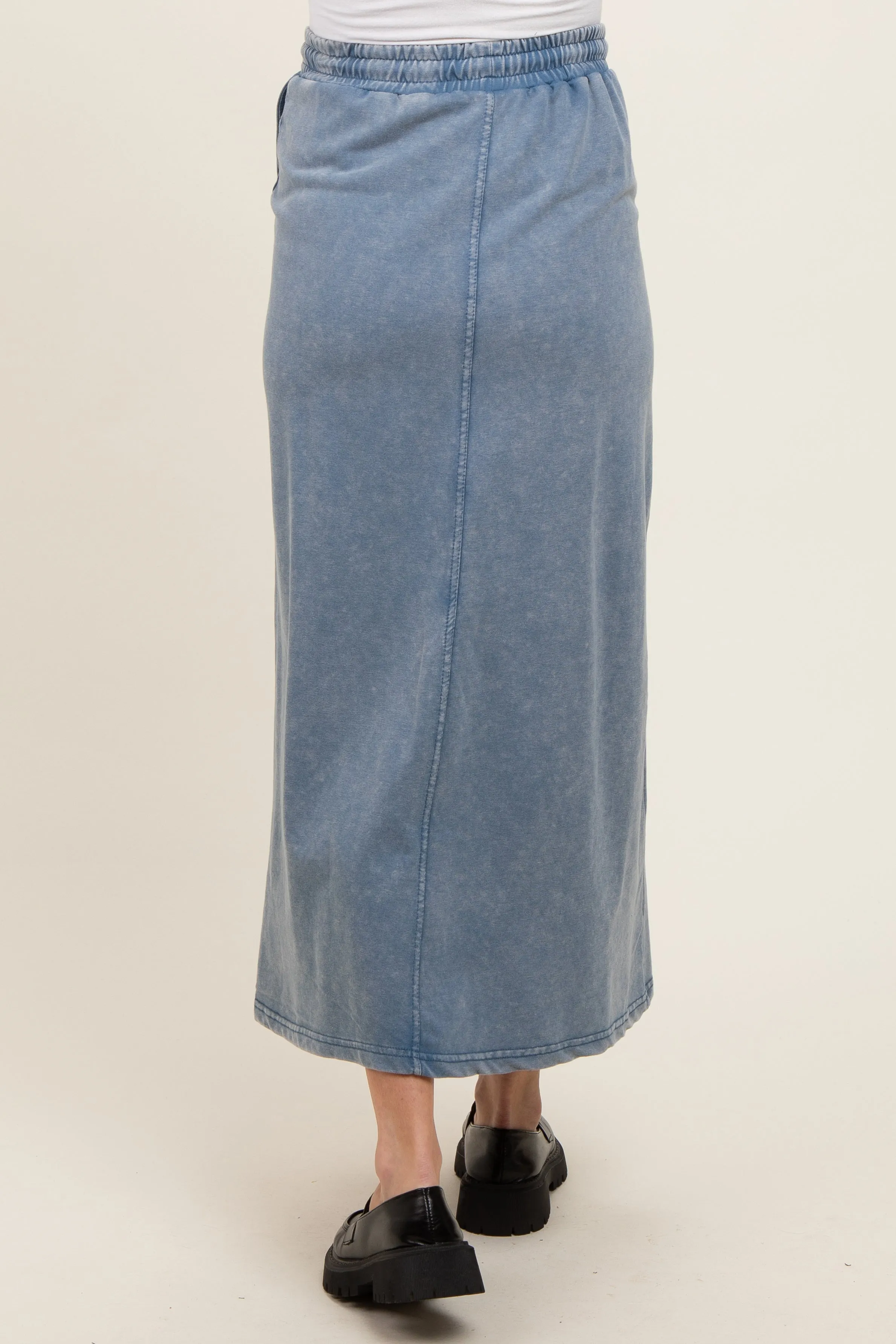 Blue Terry Drawstring Maternity Midi Skirt sold by Pinkblush product image thumbnail 4