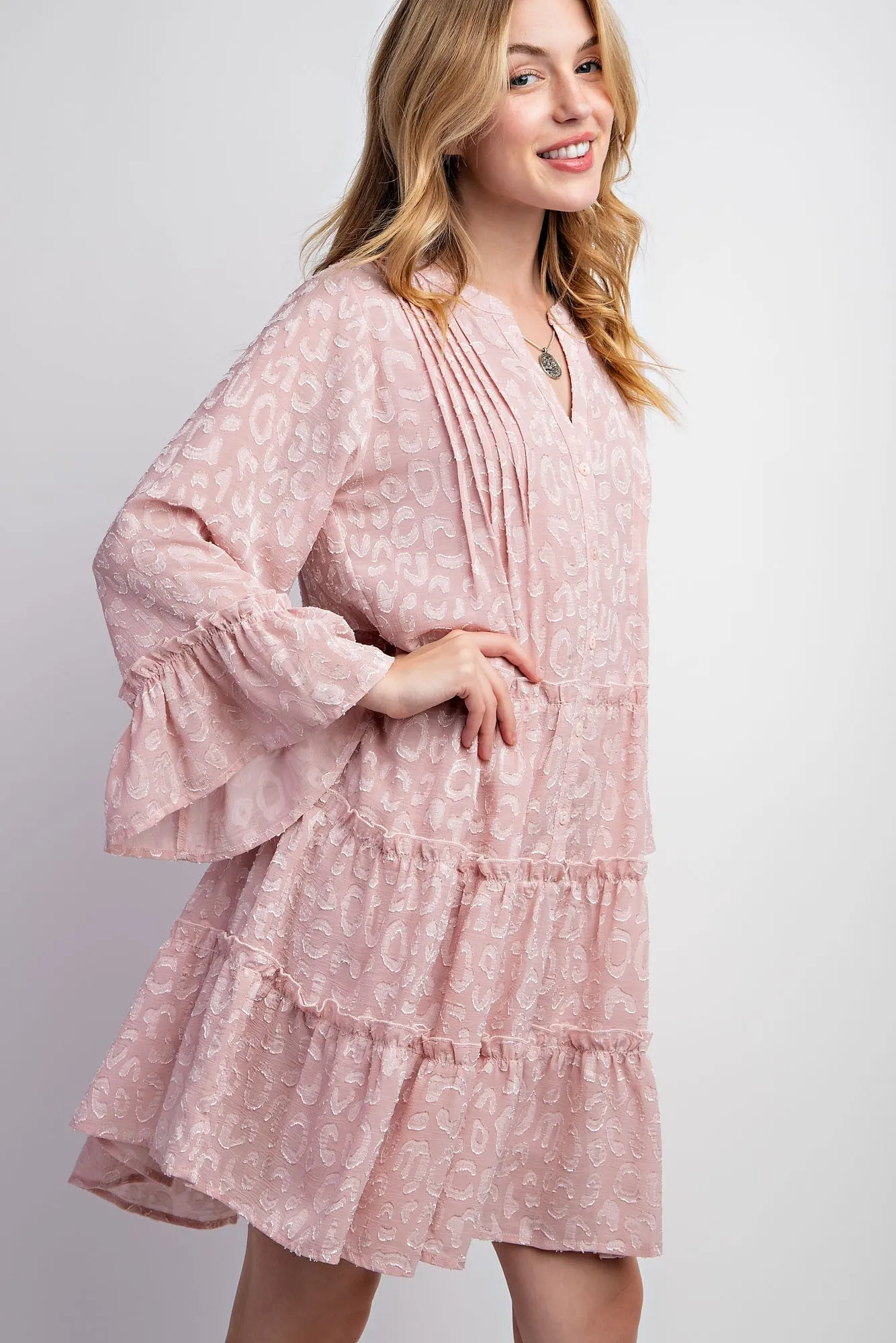 Rose Textured Chiffon Button Down Woven Dress sold by Pinkblush product image thumbnail 3