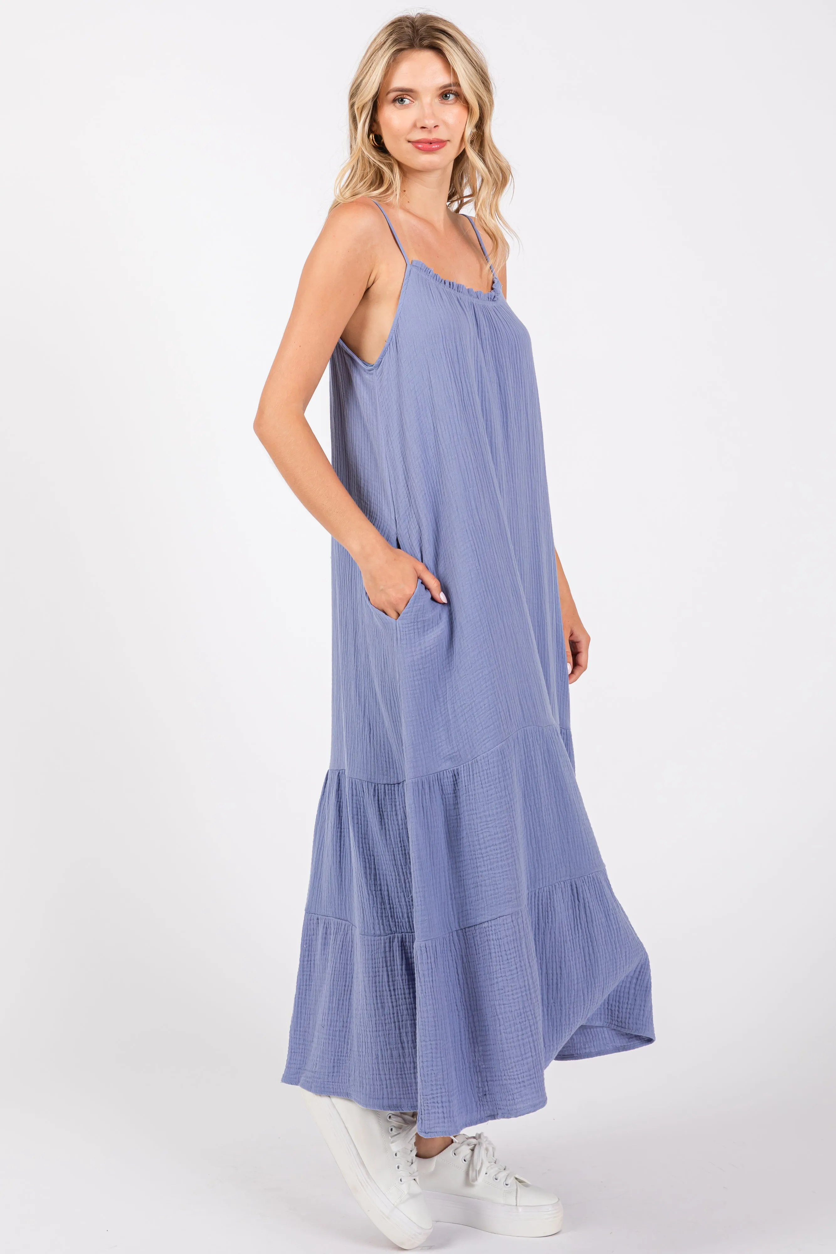 Blue Tiered Hem Midi Dress sold by Pinkblush product image thumbnail 2