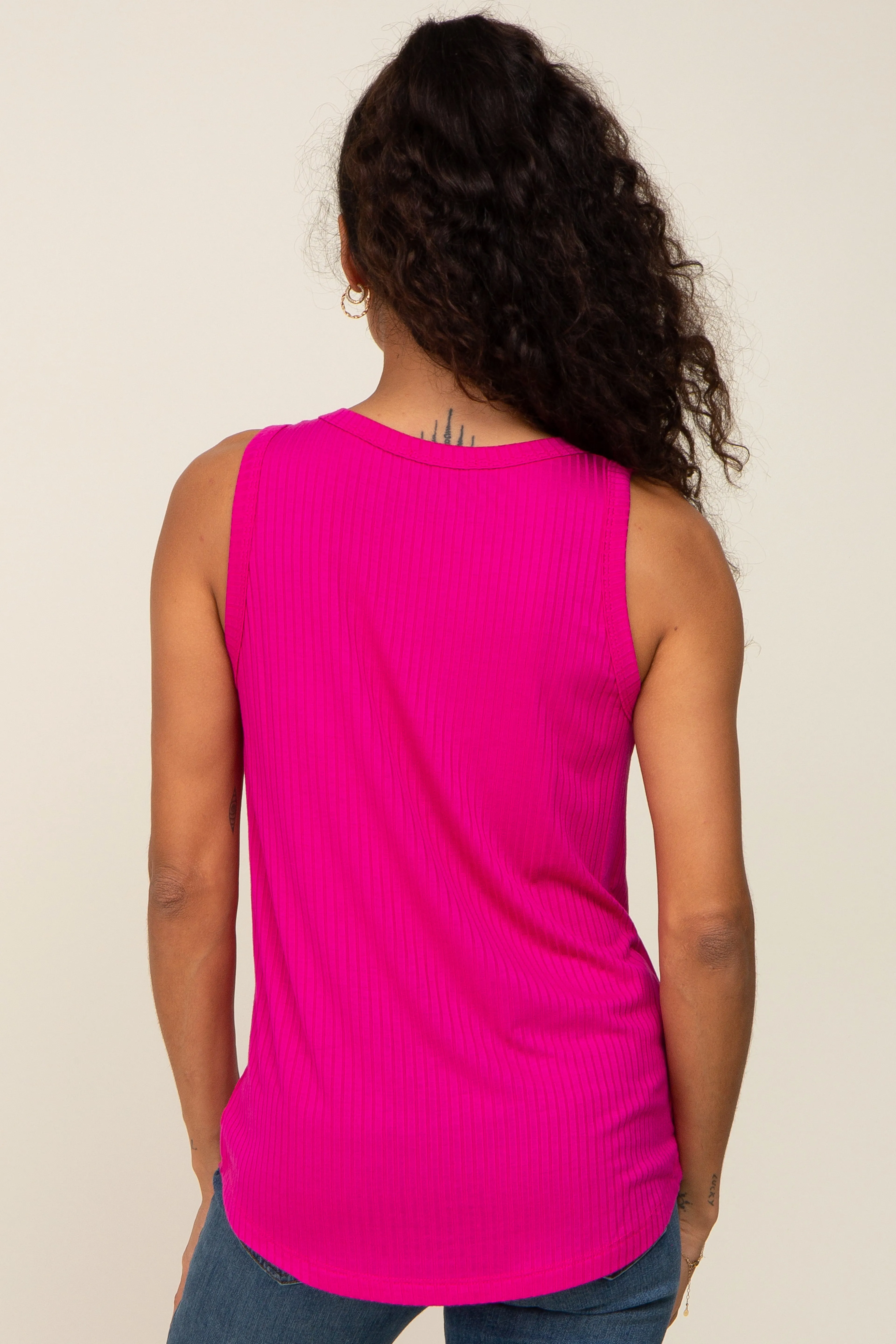 Fuchsia Ribbed Basic Tank sold by Pinkblush product image thumbnail 3