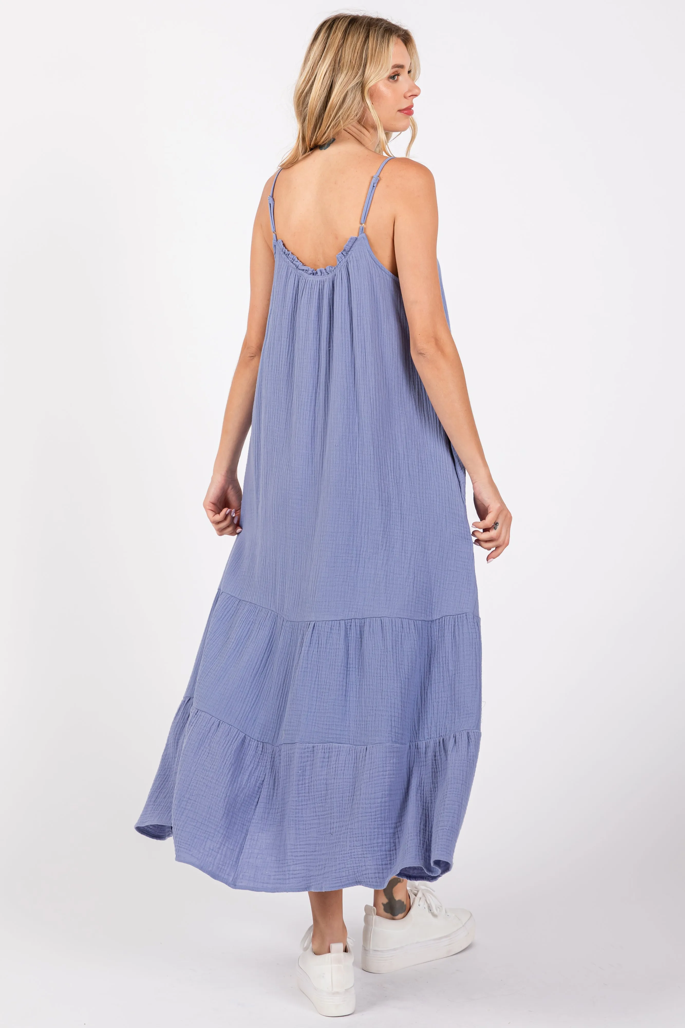 Blue Tiered Hem Midi Dress sold by Pinkblush product image thumbnail 3