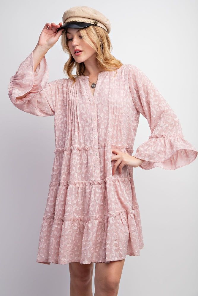 Rose Textured Chiffon Button Down Woven Dress sold by Pinkblush