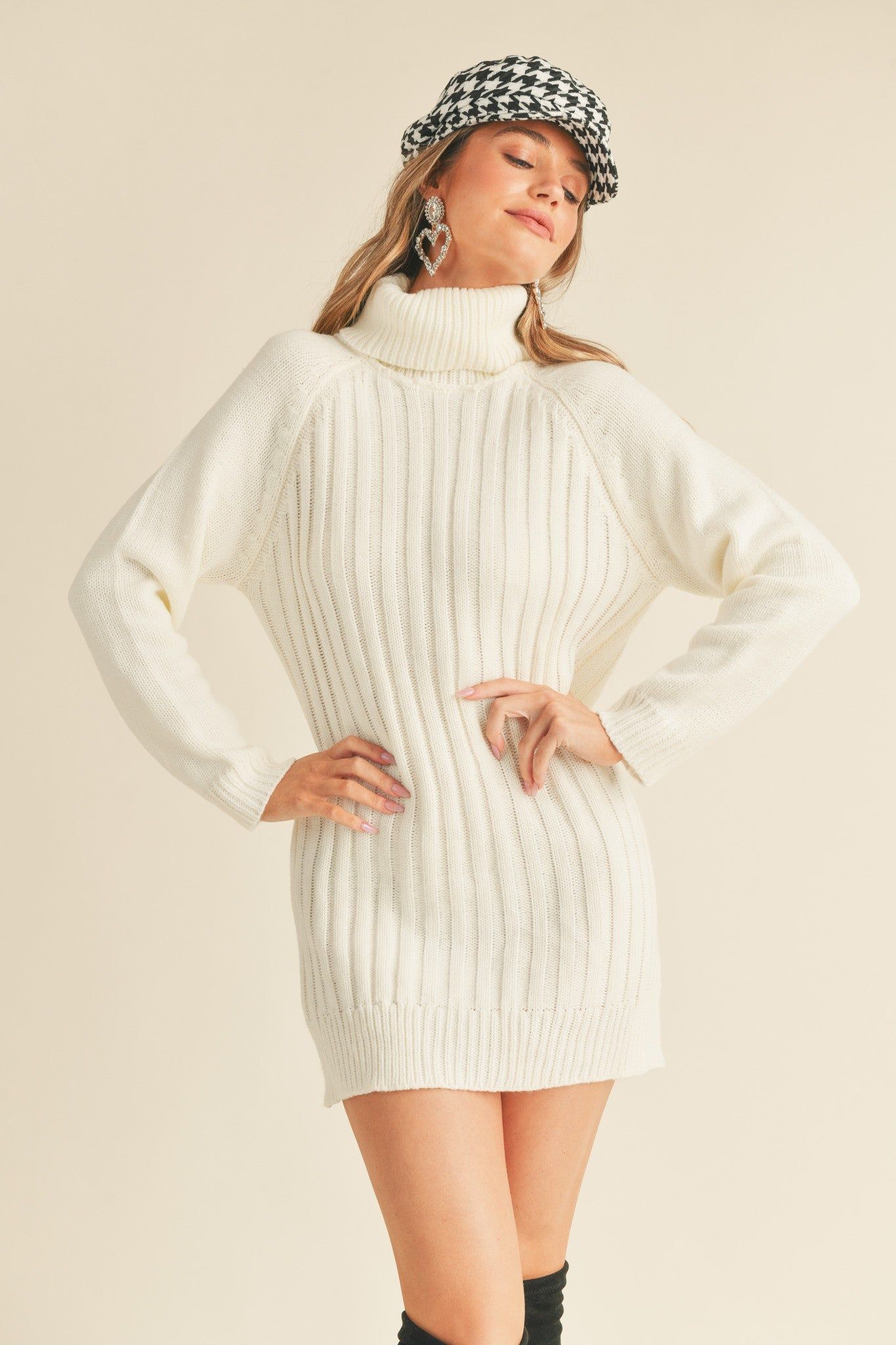 Ivory Turtleneck Sweater Dress sold by Pinkblush