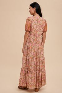 Dusty Rose Border Print Button Down Maxi Dress sold by Pinkblush