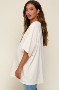 Cream Oversized Maternity T-Shirt sold by Pinkblush