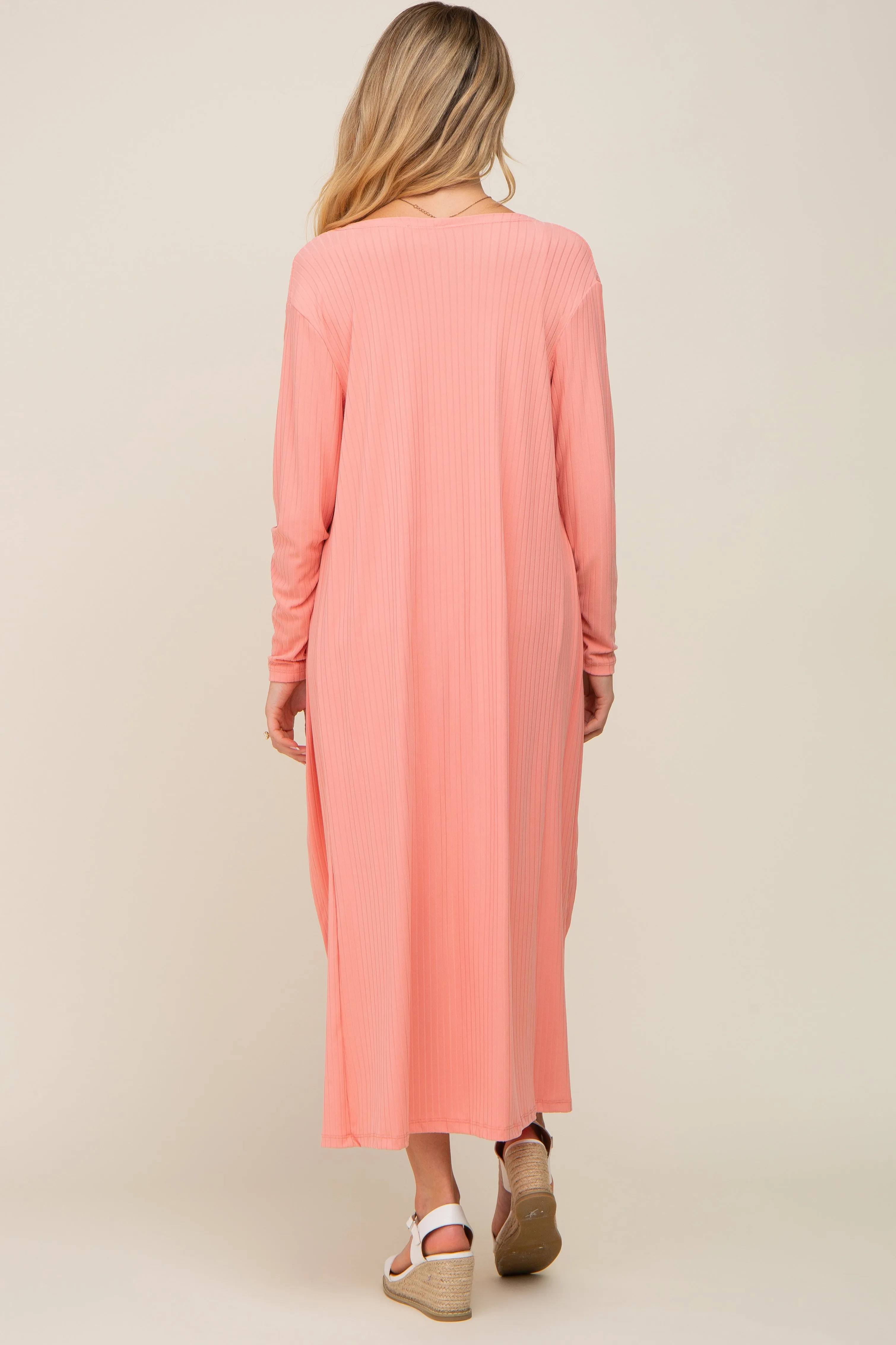 Peach Ribbed Cardigan 2 Piece Maternity Set sold by Pinkblush product image thumbnail 3