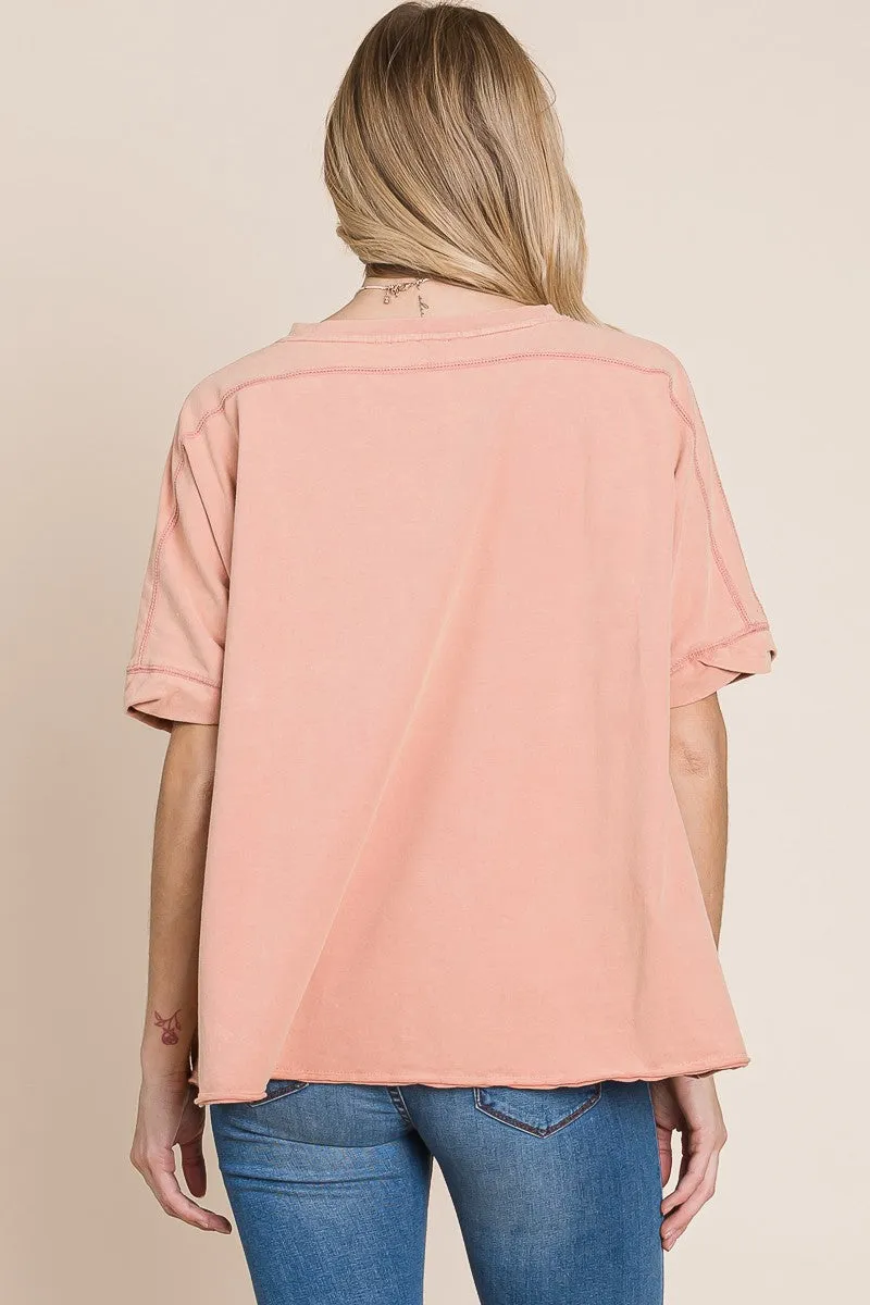 Apricot Washed Oversize Crop Tee sold by Pinkblush product image thumbnail 3