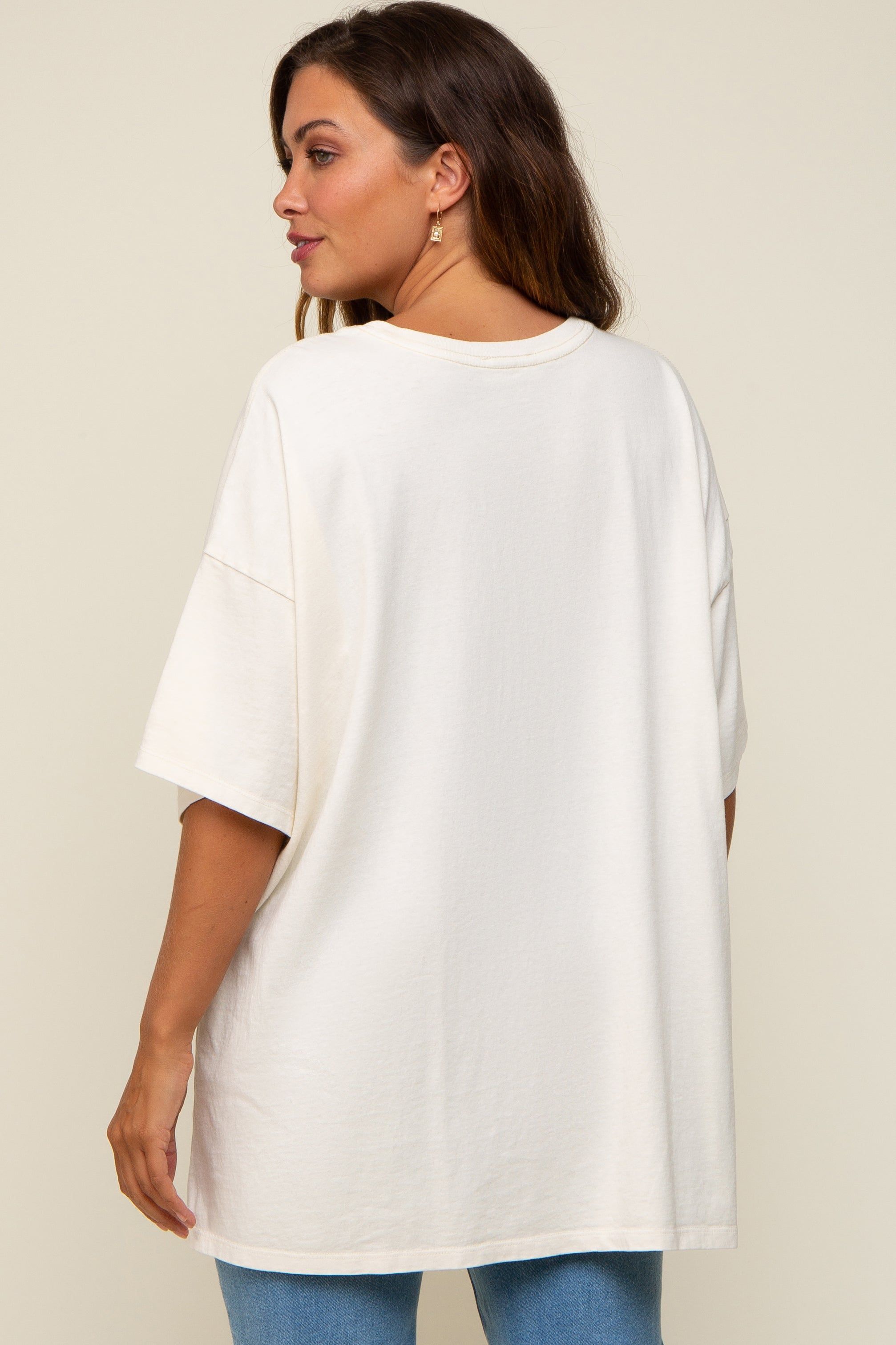 Cream Oversized Maternity T-Shirt sold by Pinkblush product image thumbnail 3