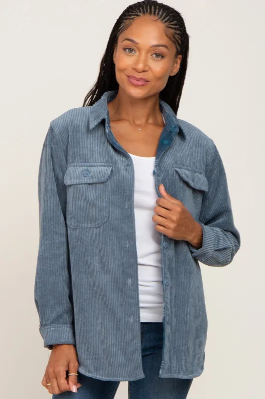 Navy Blue Reversible Shirt Jacket sold by Pinkblush