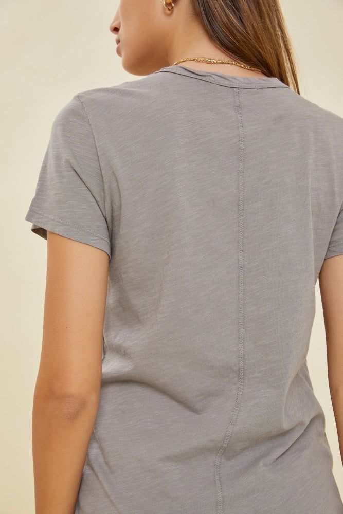 Grey Slub Knit Cropped T-Shirt sold by Pinkblush product image thumbnail 2