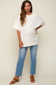 Cream Oversized Maternity T-Shirt sold by Pinkblush
