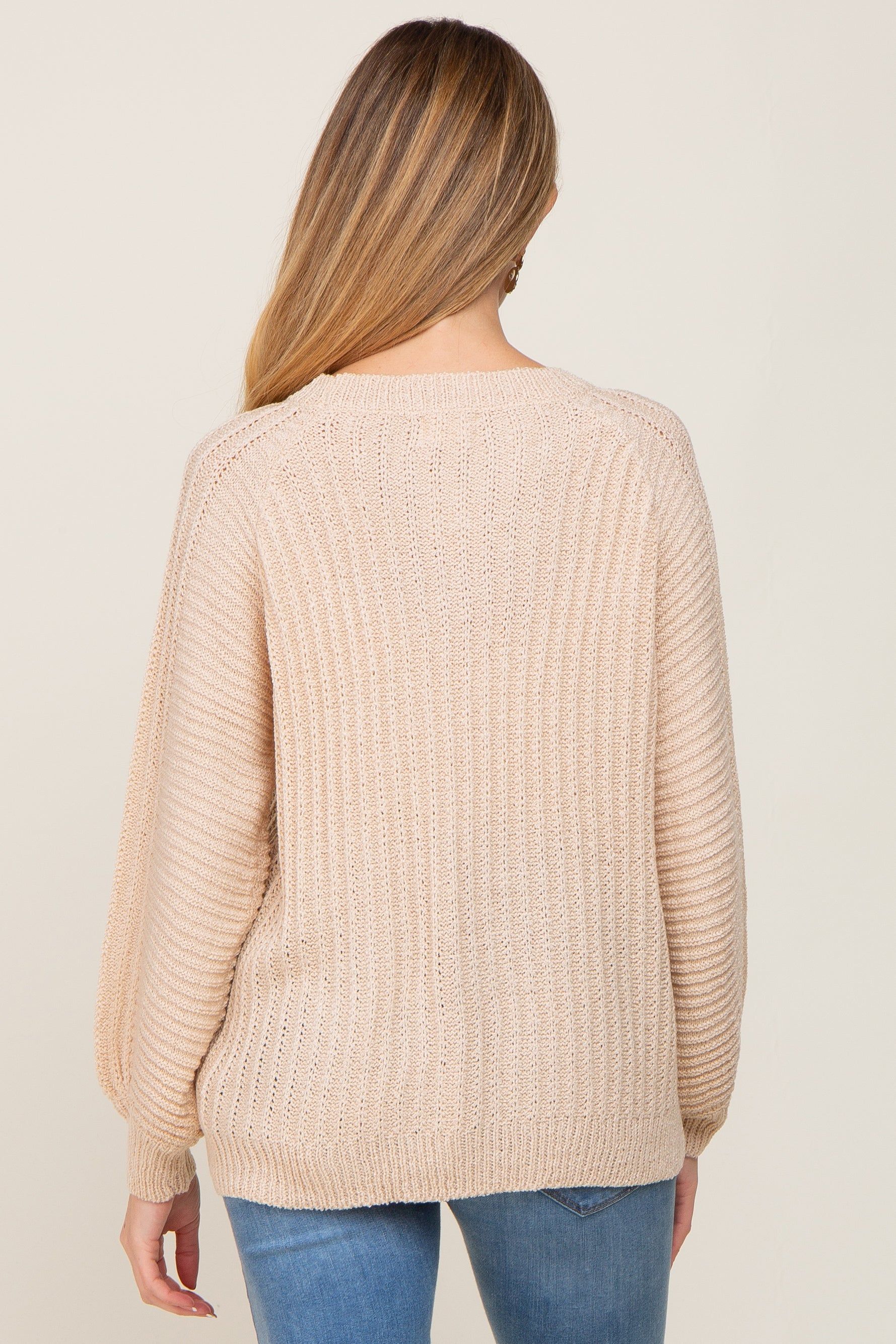 Beige Puff Sleeve Maternity Sweater sold by Pinkblush product image thumbnail 3