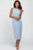 Light Blue Ribbed Open Back Midi Dress sold by Pinkblush
