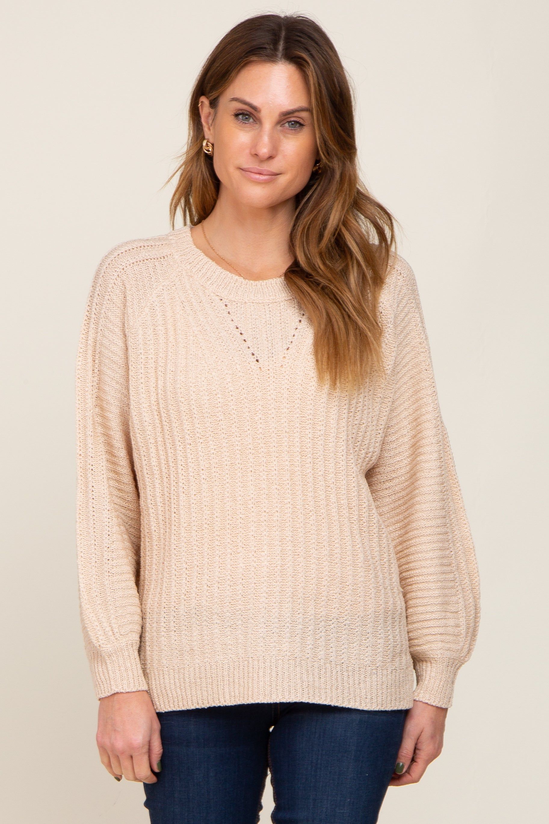 Beige Puff Sleeve Maternity Sweater sold by Pinkblush product image thumbnail 5