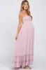 Mauve Halter Neck Cut Out Maternity Maxi Dress sold by Pinkblush