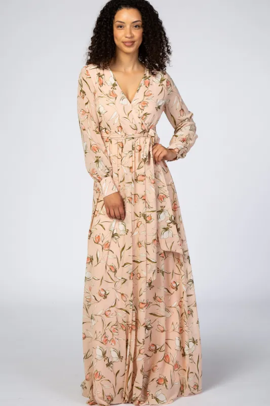 Light Pink Floral Long Sleeve Maxi Dress sold by Pinkblush