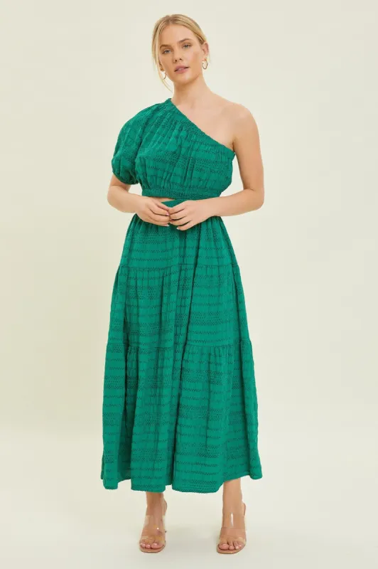 Hunter Green Teired Textured Woven Maxi sold by Pinkblush
