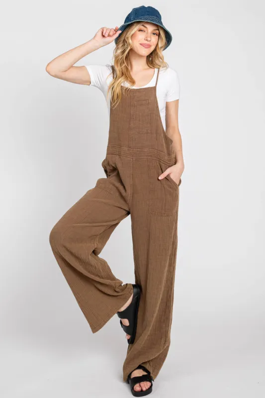 Brown Washed Relaxed Jumper sold by Pinkblush