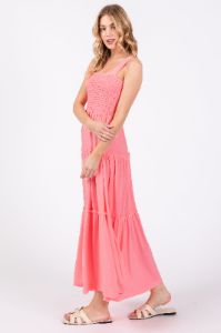 Salmon Sleeveless Tiered Maxi Dress sold by Pinkblush
