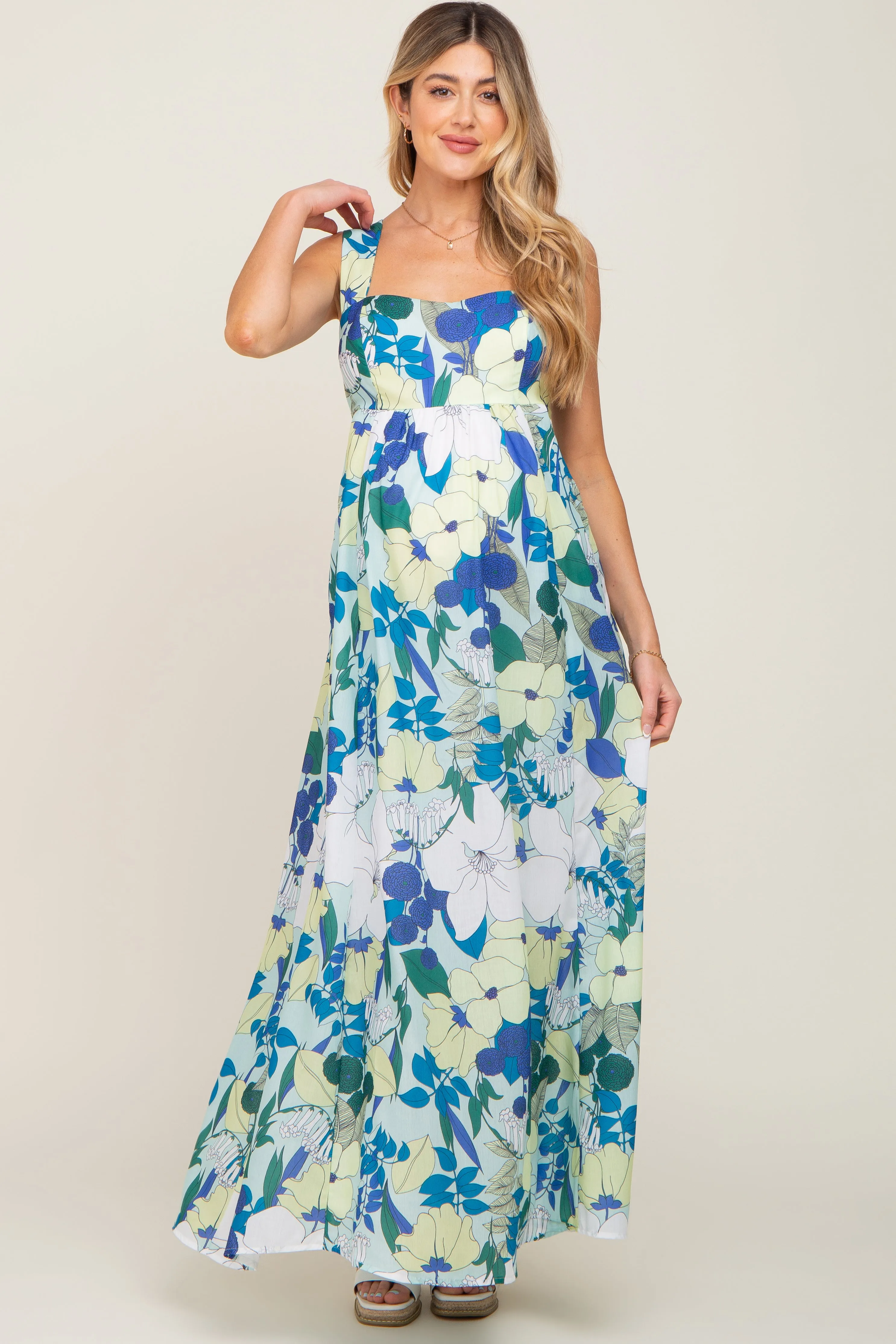 Mint Green Floral Cut Out Maternity Maxi Dress sold by Pinkblush product image thumbnail 5