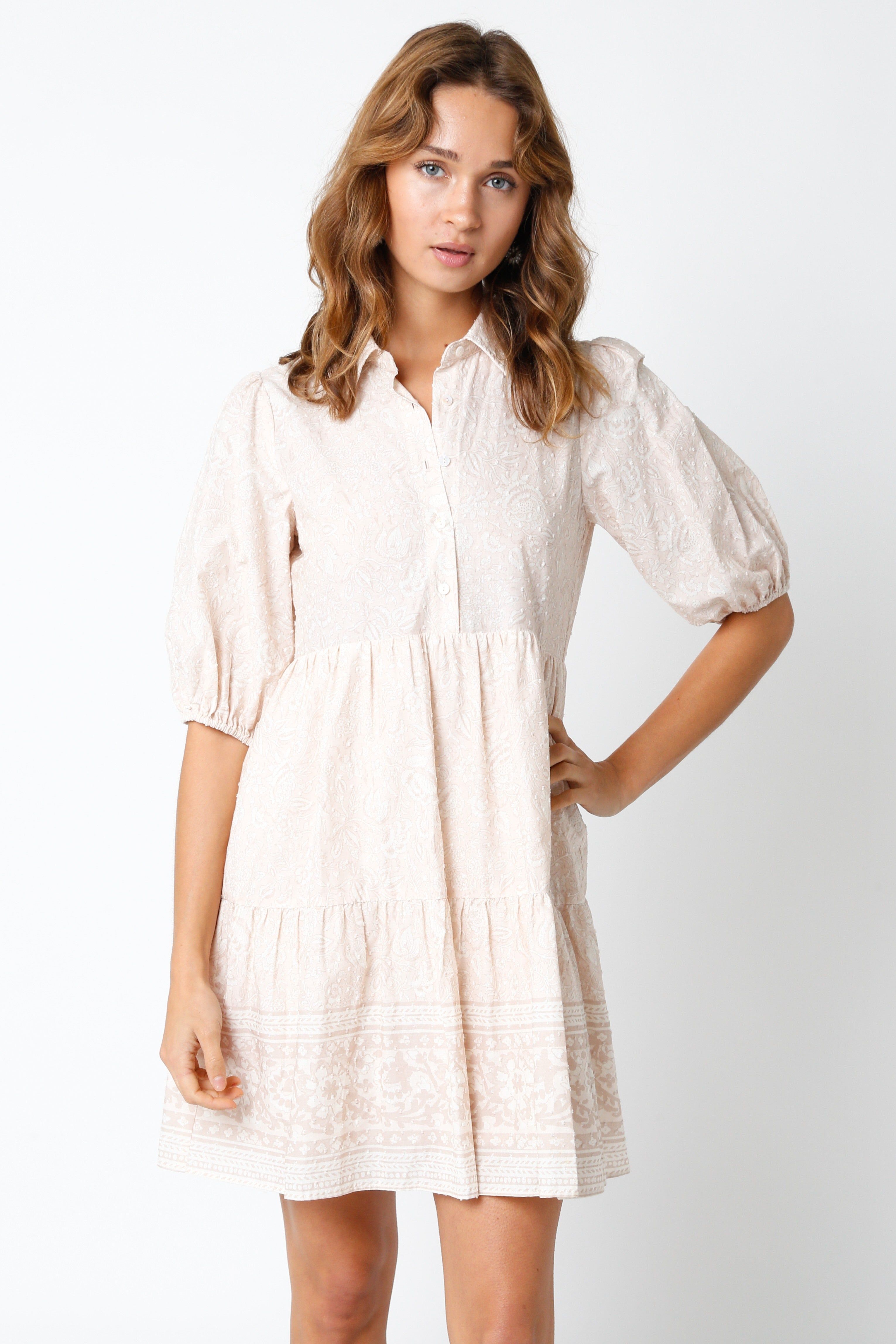 Natural Collared Dress sold by Pinkblush