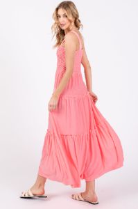 Salmon Sleeveless Tiered Maxi Dress sold by Pinkblush