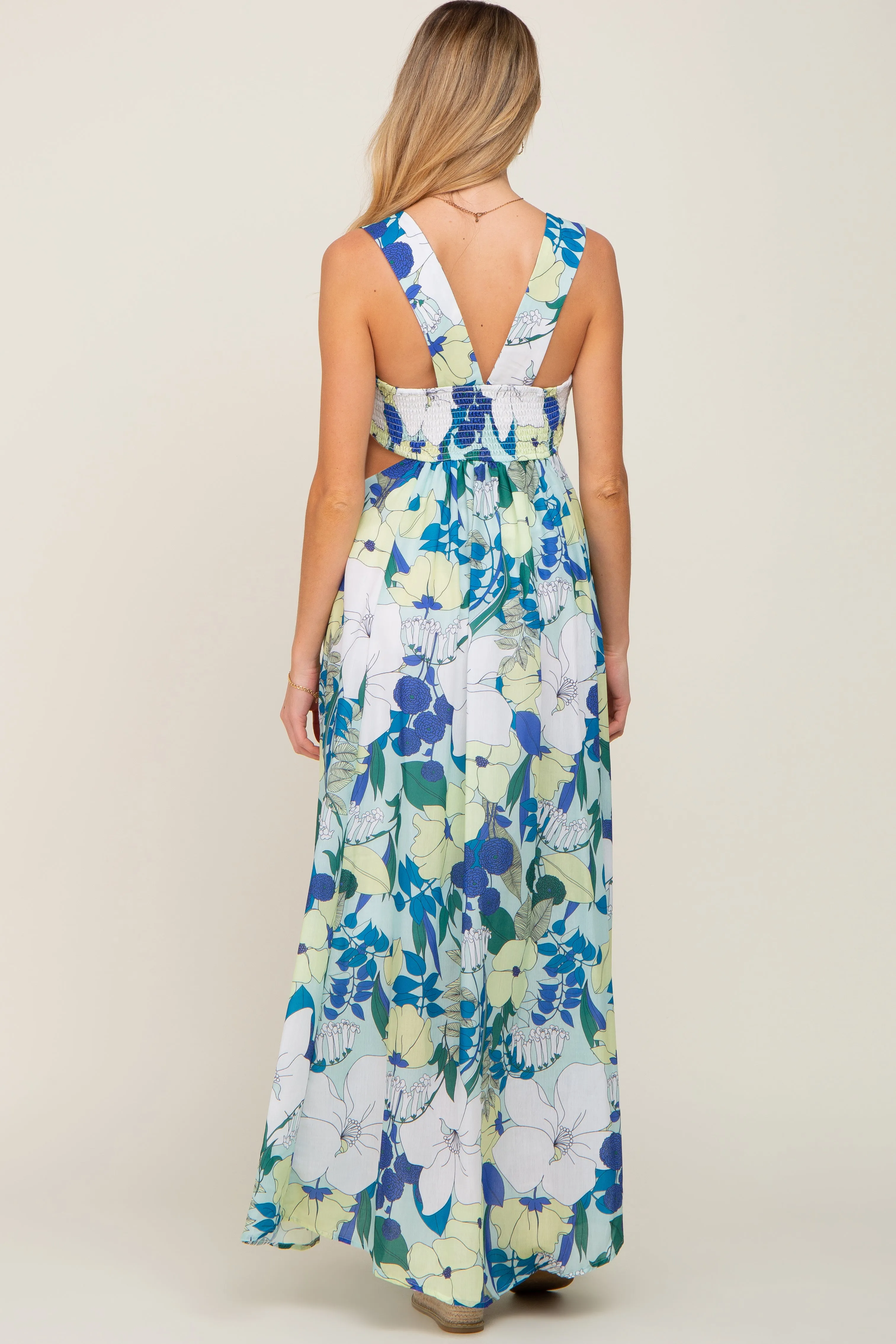 Mint Green Floral Cut Out Maternity Maxi Dress sold by Pinkblush product image thumbnail 3