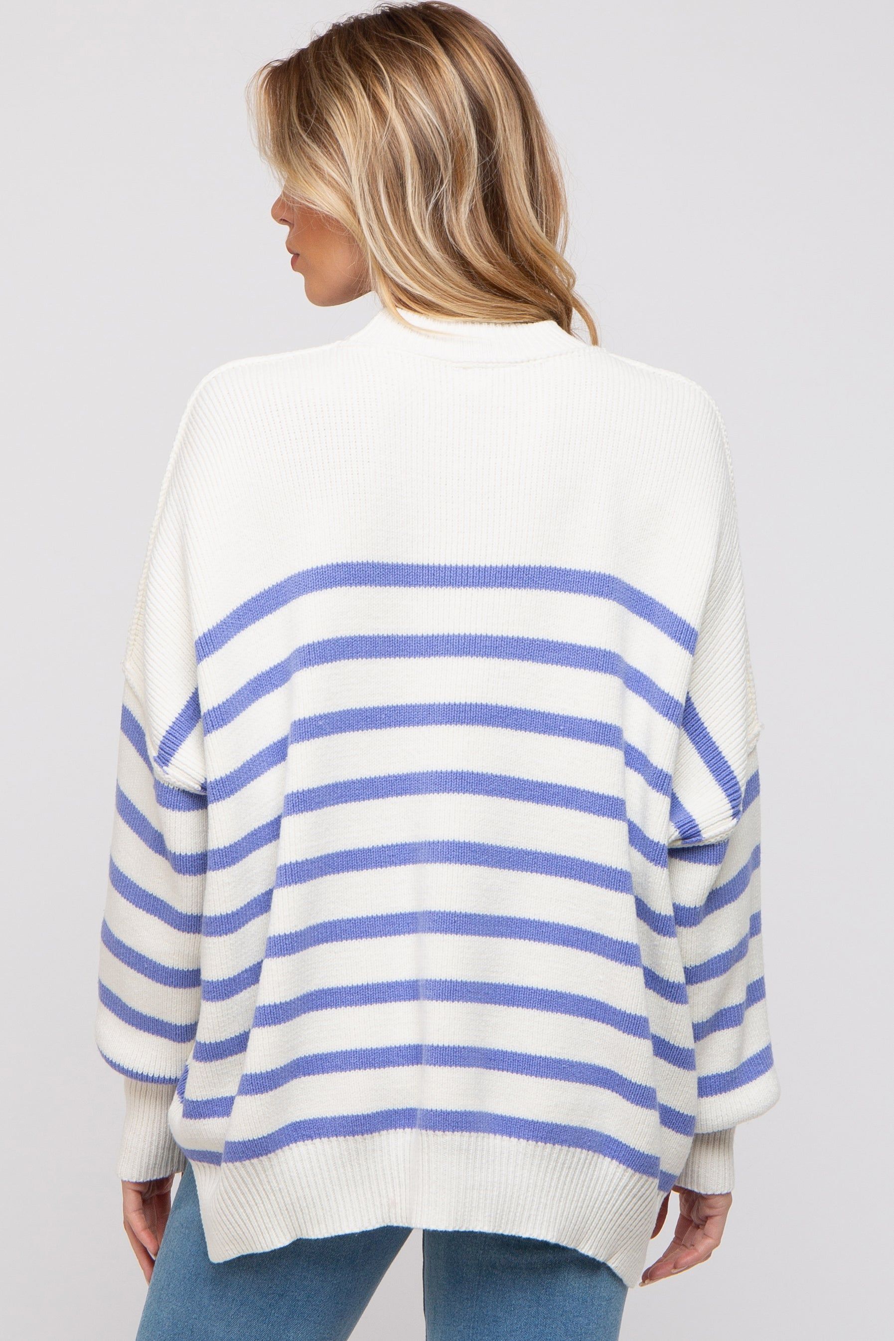 Periwinkle Striped Drop Shoulder Maternity Sweater sold by Pinkblush product image thumbnail 3