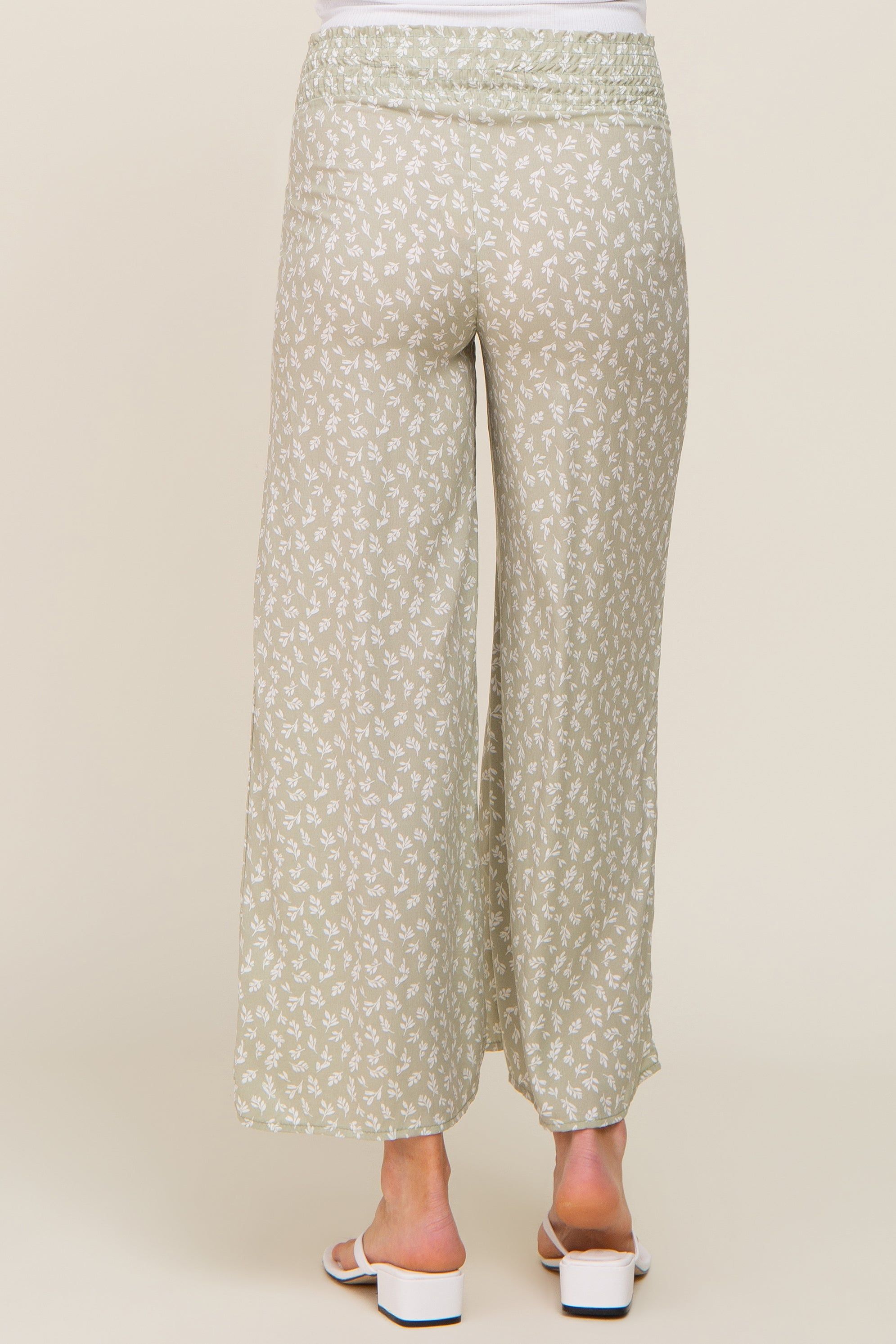 Mint Leaf Print Smocked Waist Maternity Pants sold by Pinkblush product image thumbnail 4