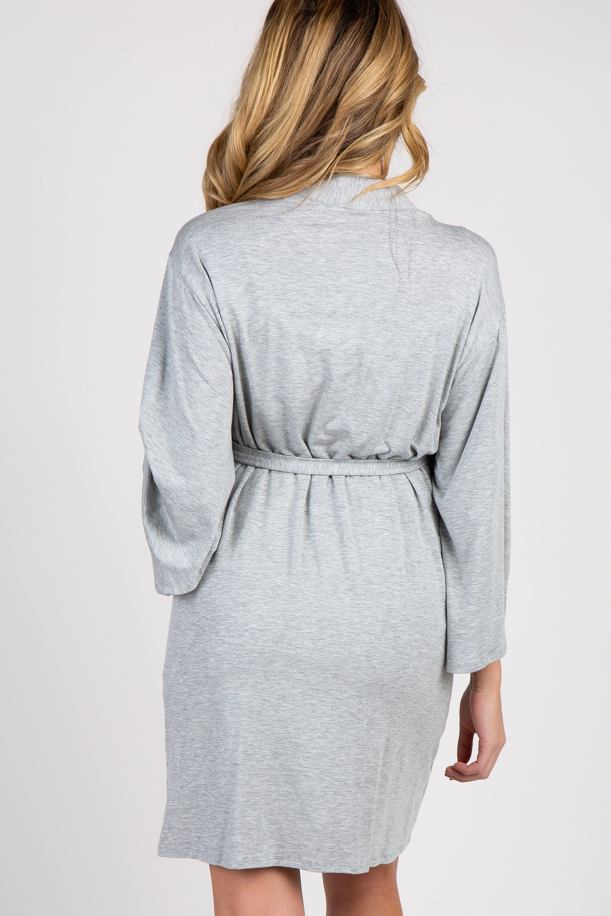 PinkBlush Heather Grey Delivery/Nursing Maternity Robe sold by Pinkblush product image thumbnail 4