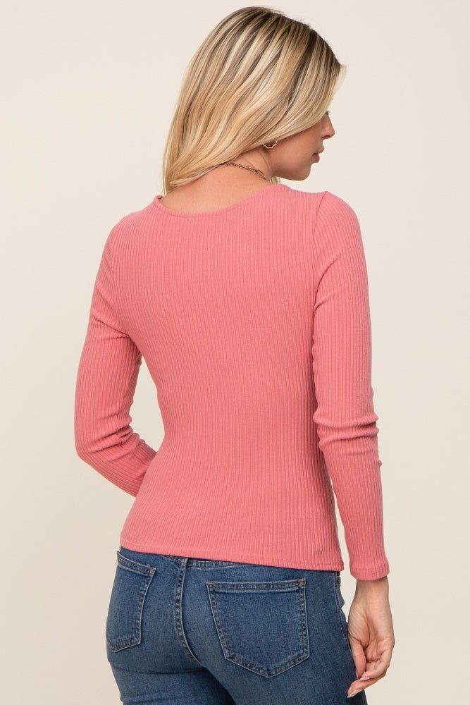 Mauve Ribbed Long Sleeve Crop Top sold by Pinkblush product image thumbnail 3