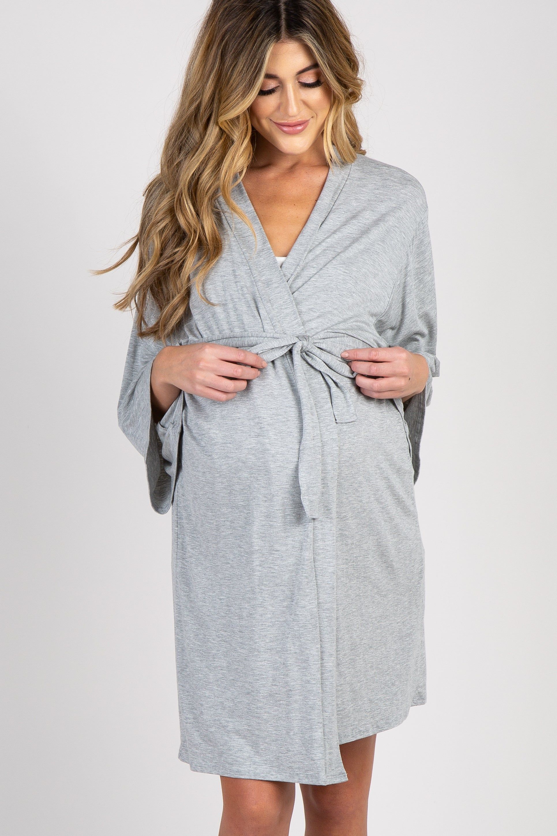 PinkBlush Heather Grey Delivery/Nursing Maternity Robe sold by Pinkblush