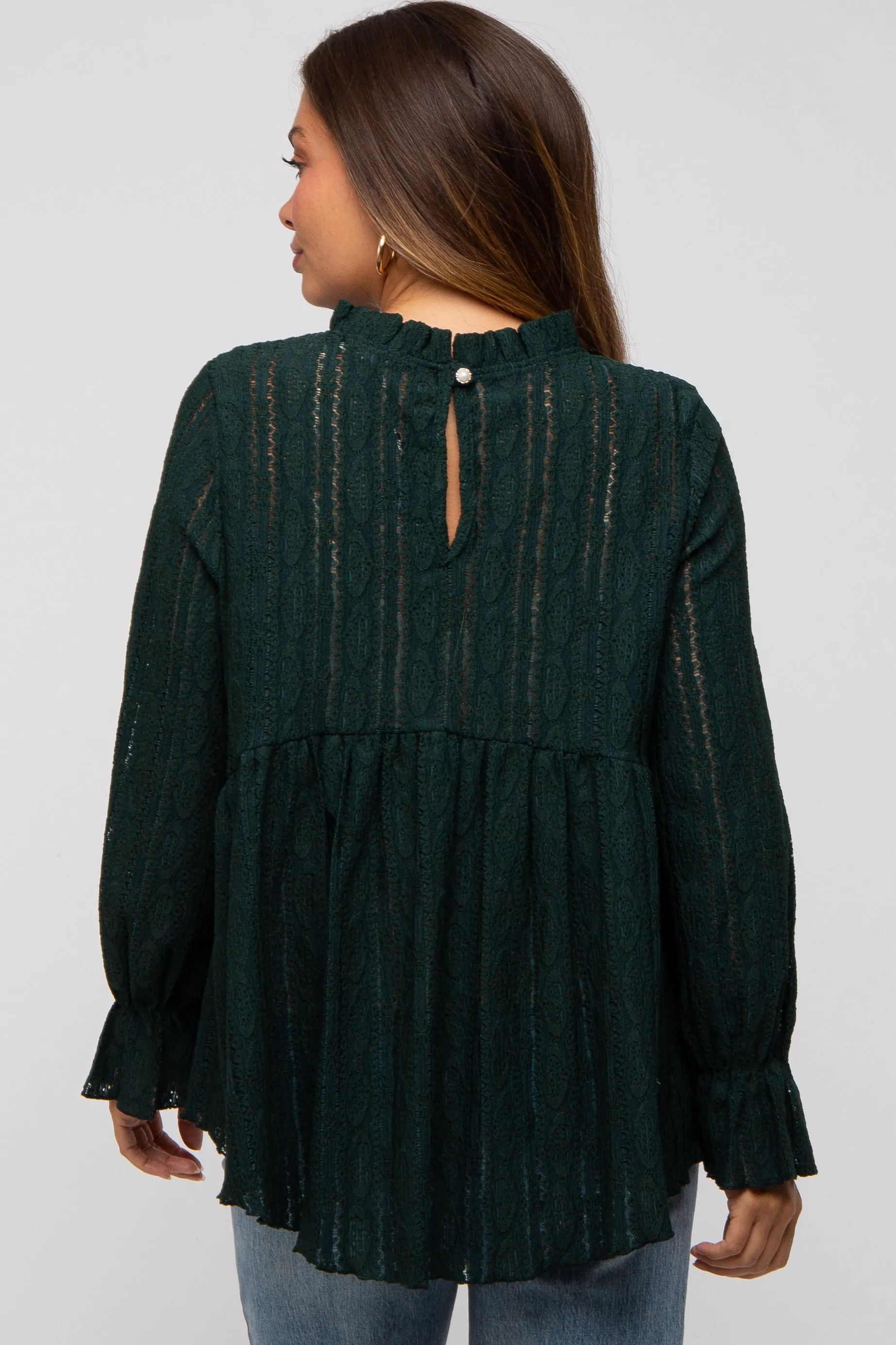 Forest Green Lace Ruffled Neck Maternity Top sold by Pinkblush product image thumbnail 3