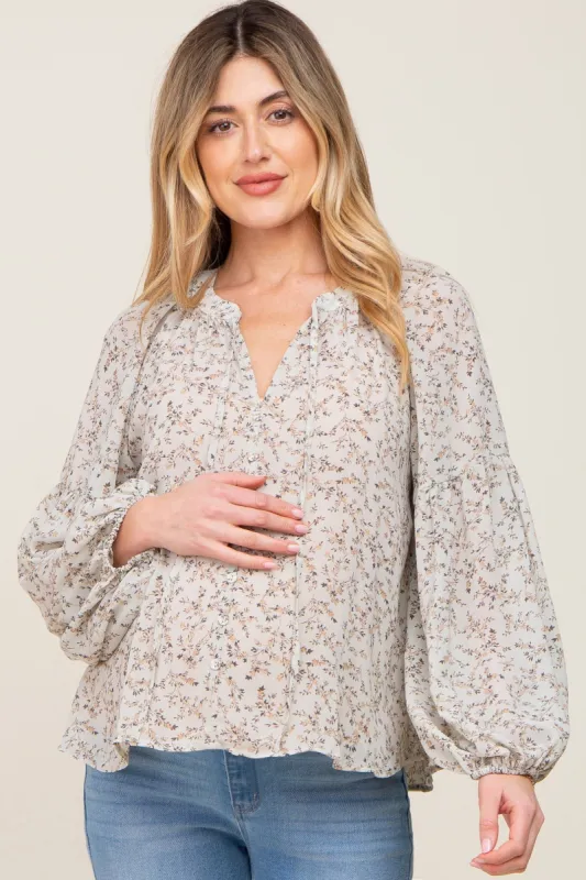 Mint Green Floral Button Front Accent Maternity Top sold by Pinkblush