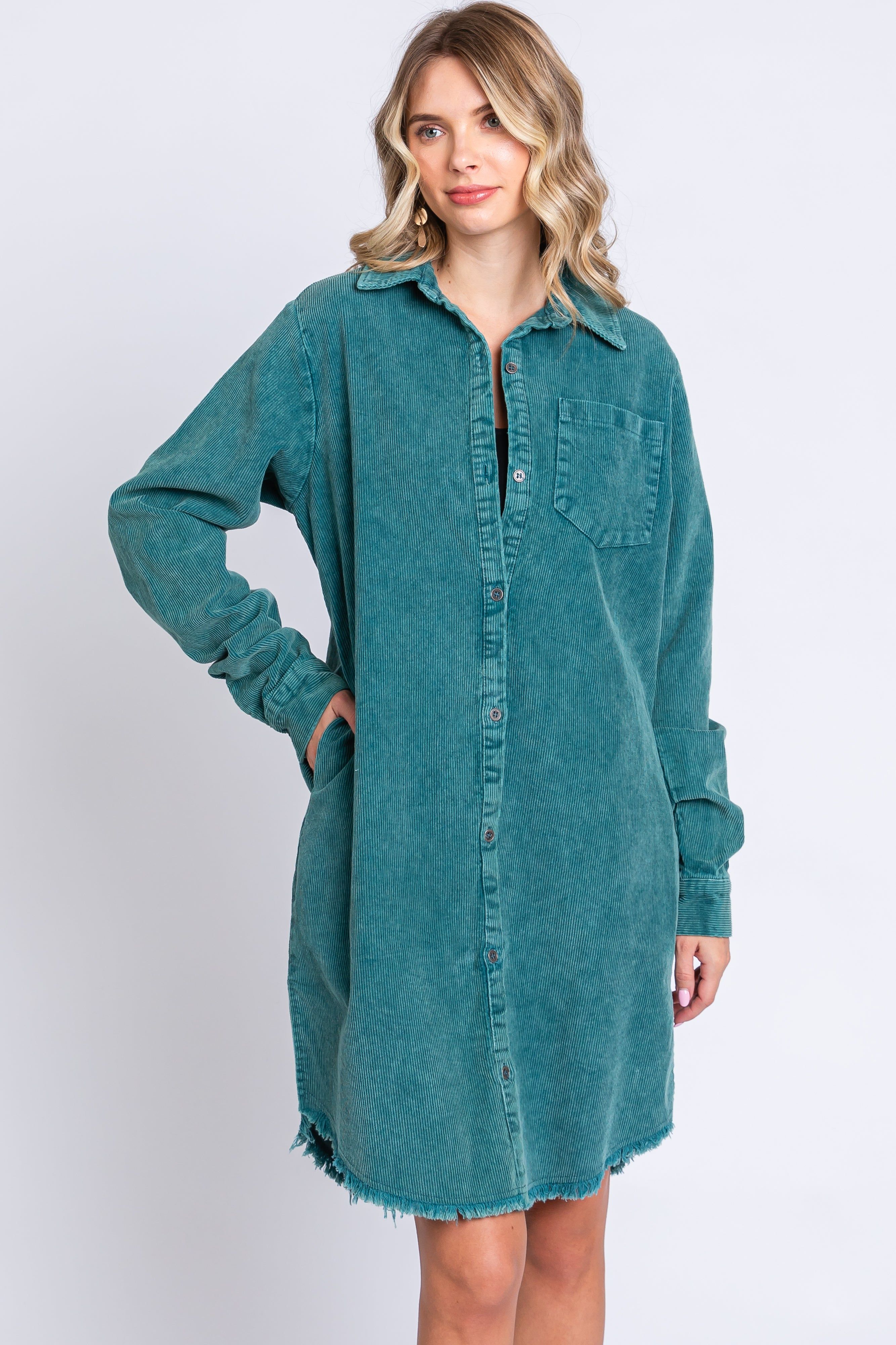 Jade Corduroy Button Down Collared Dress sold by Pinkblush product image thumbnail 2