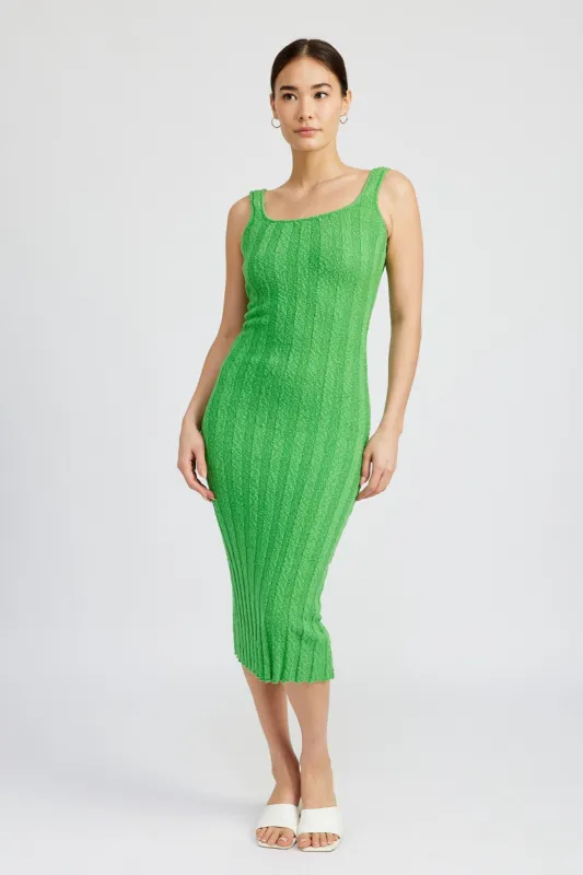 Green Wide Rib Knit Midi Dress sold by Pinkblush