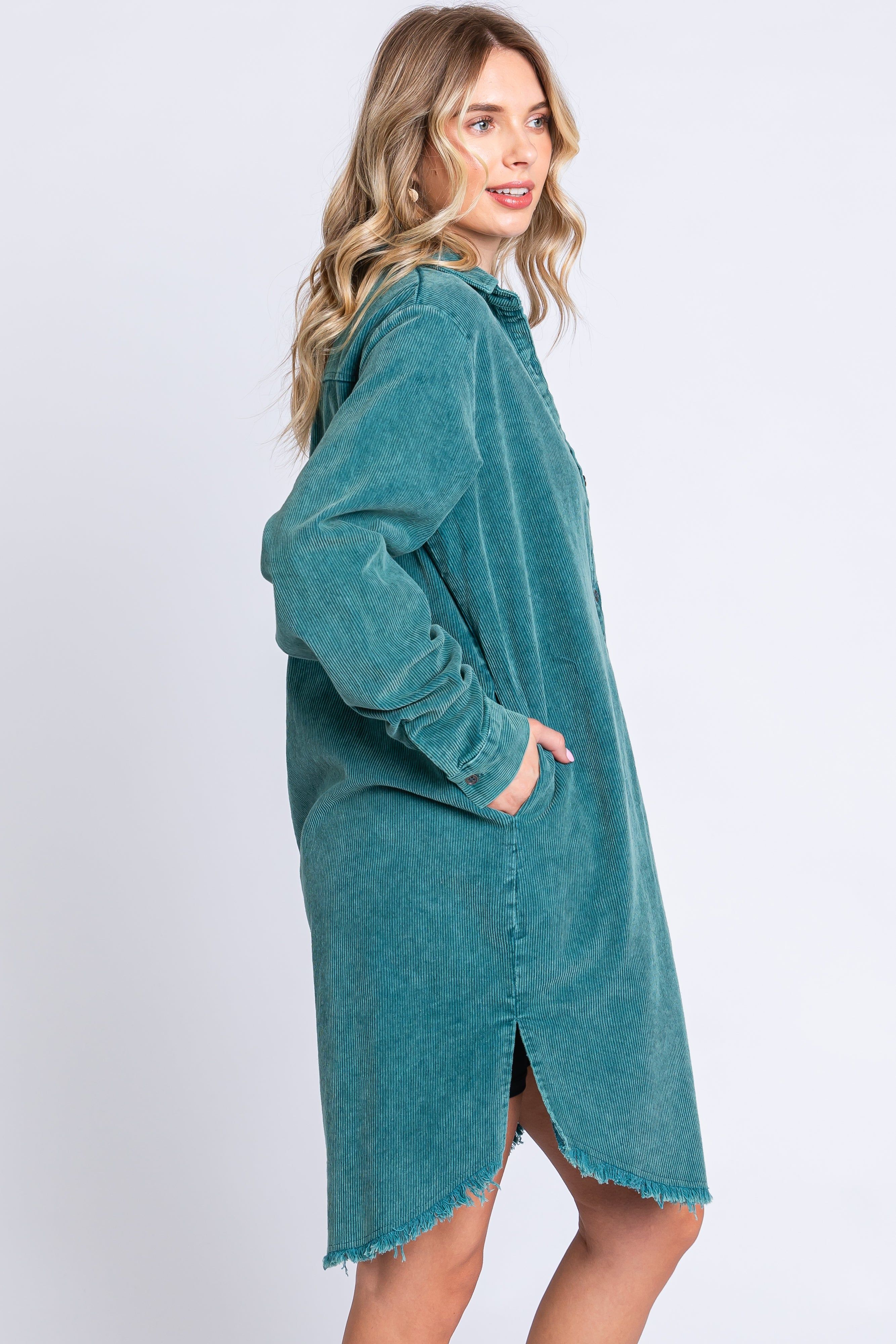 Jade Corduroy Button Down Collared Dress sold by Pinkblush product image thumbnail 3