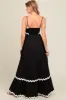 Black Contrast Wavy Trim Maternity Maxi Dress sold by Pinkblush