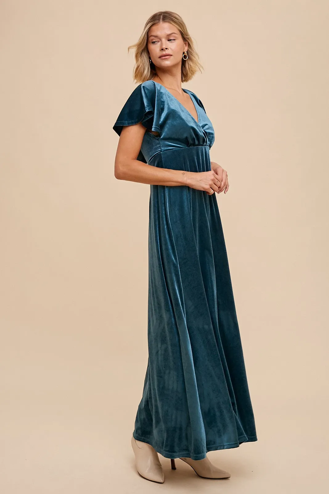 Teal Velvet Maxi Dress sold by Pinkblush product image thumbnail 2