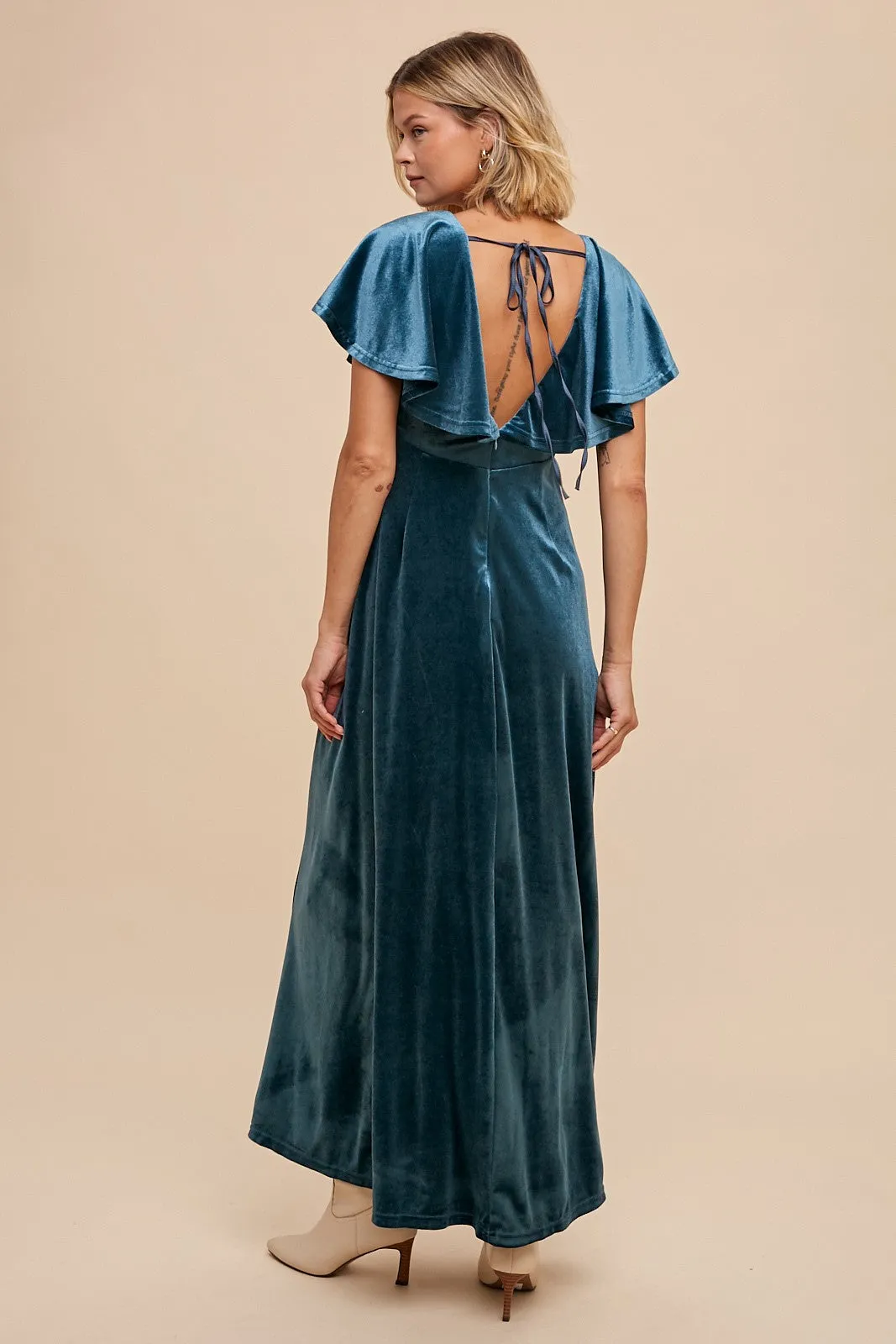 Teal Velvet Maxi Dress sold by Pinkblush product image thumbnail 3