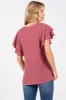 Burgundy Ruffle Sleeve Ribbed Top sold by Pinkblush
