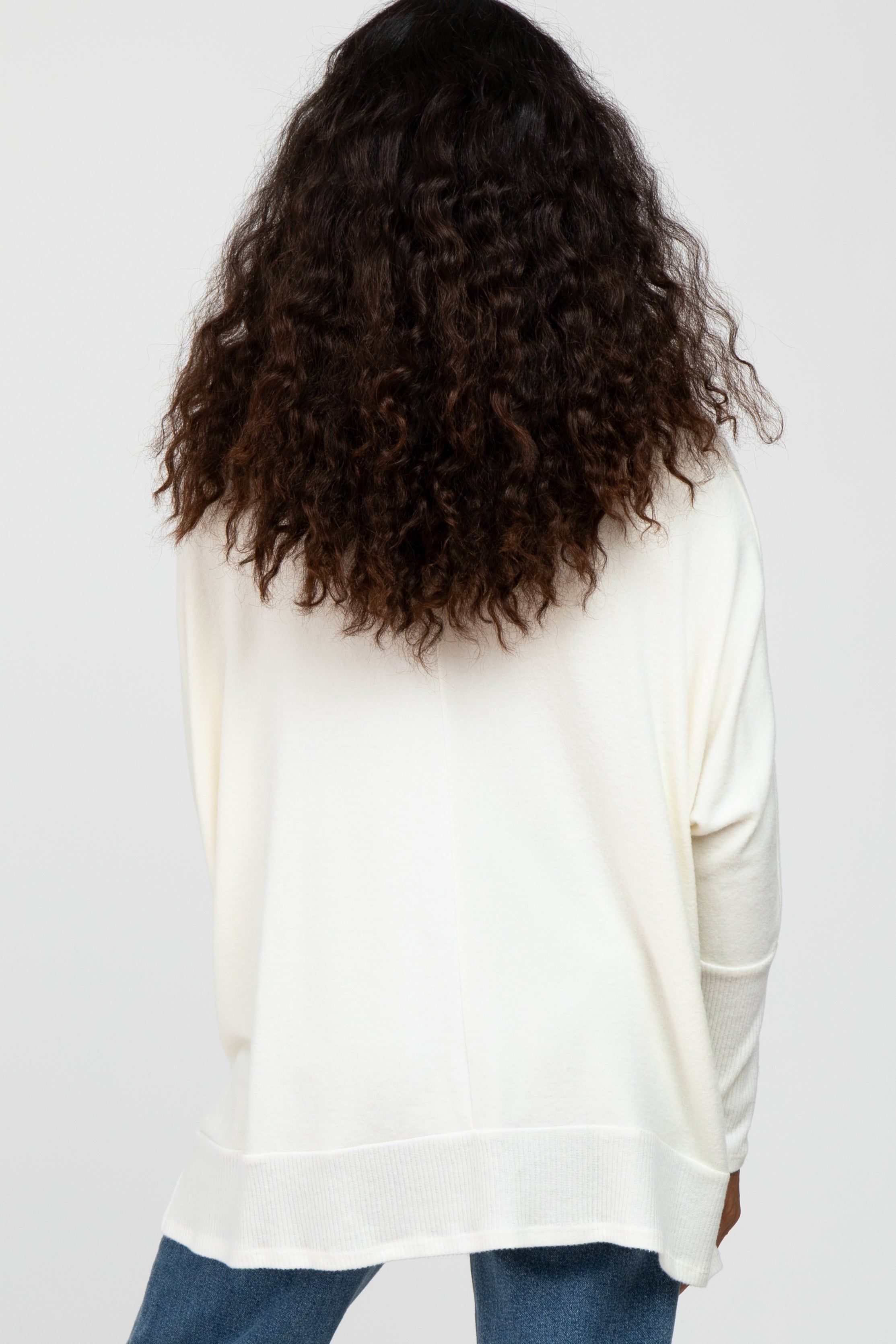 White Soft Brushed Knit Dolman Sleeve Side Slit Top sold by Pinkblush product image thumbnail 4