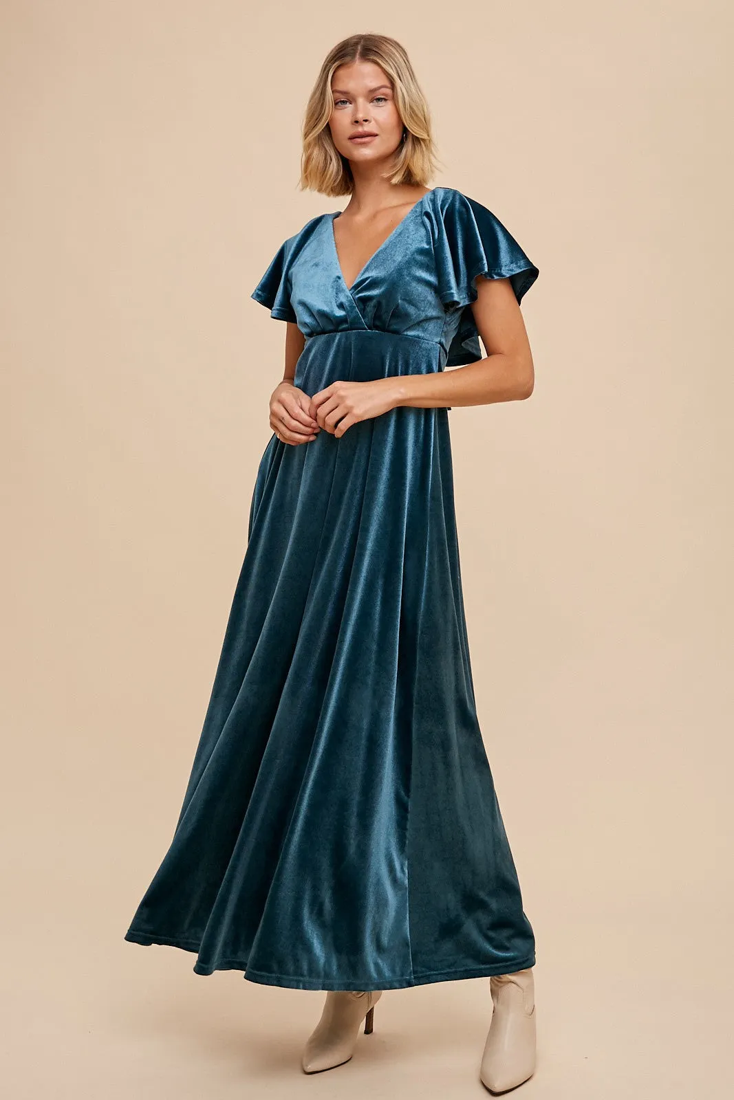 Teal Velvet Maxi Dress sold by Pinkblush